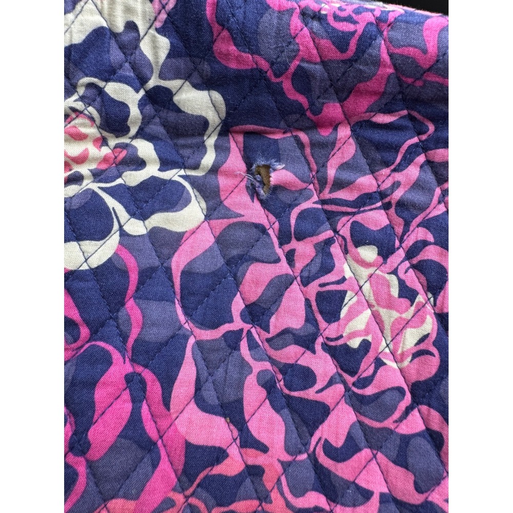 Vera Bradley Quilted Cotton Backpack Pink Navy Blue Floral School Travel Bag - Picture 13 of 16